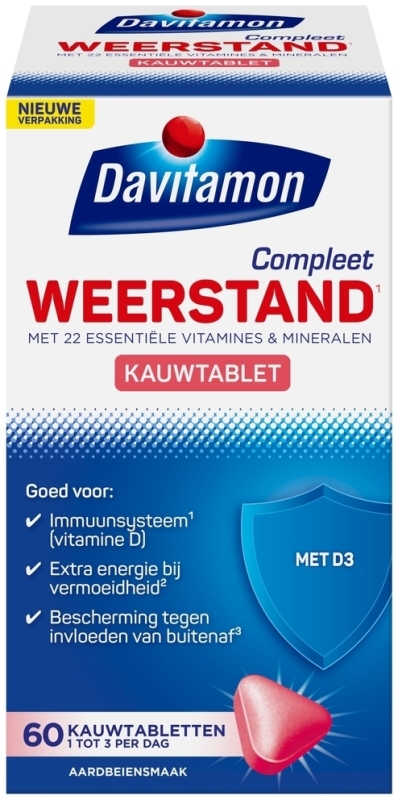 Davitamon Compleet Weerstand Kauwvitamines Aardbei 60 kauwtabletten