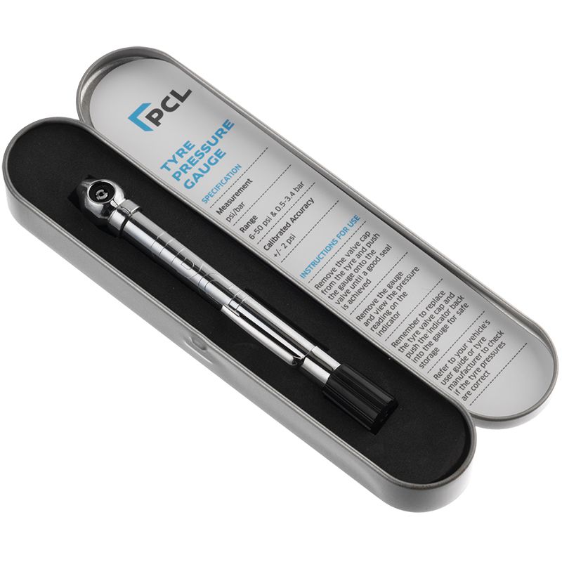 Tyre Pressure Gauge, Angled Head, 6-50 psi & 0.5-3.4 bar