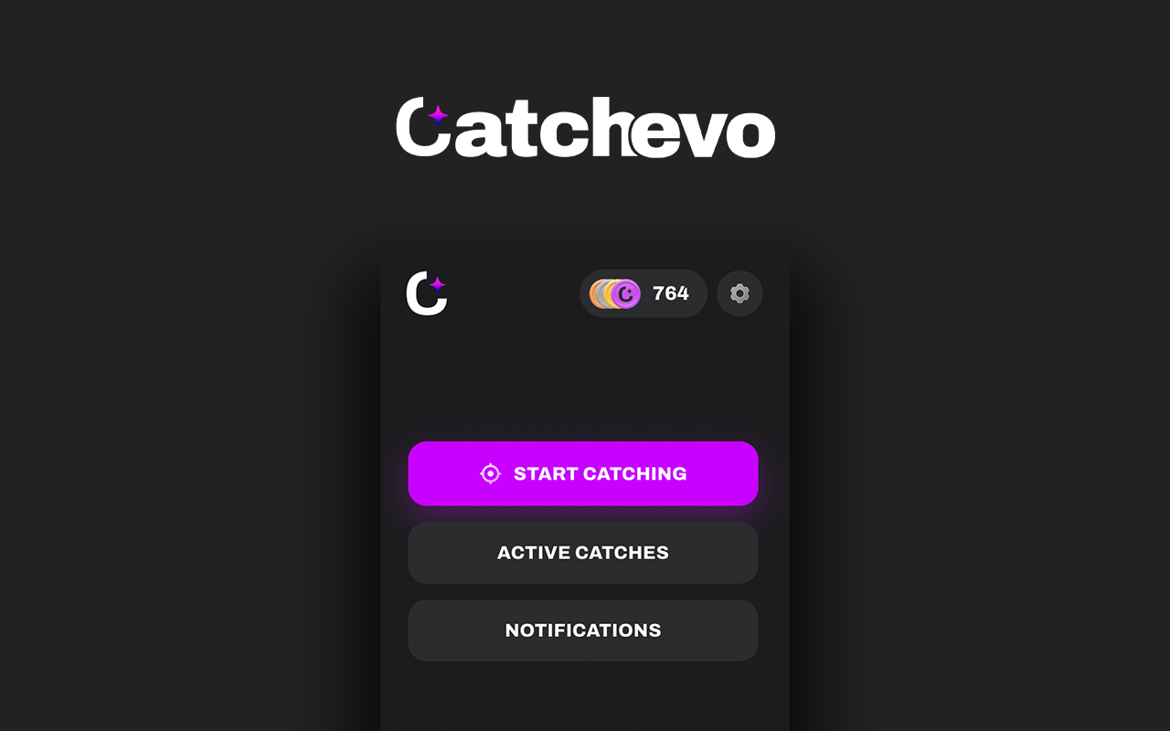 Catchevo Chrome extension popup showing the Start Catching CTA