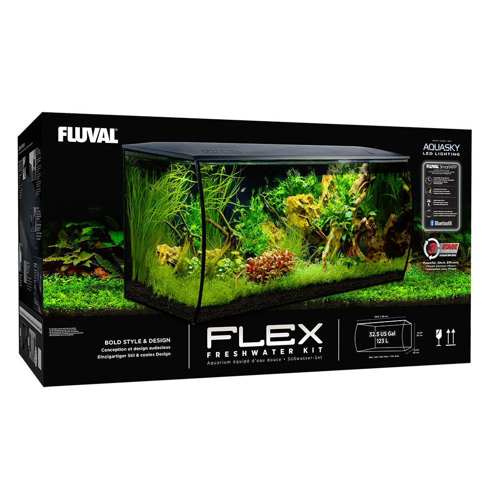 FLEX Freshwater Aquarium Kit, 123 L (32.5 US Gal), Black - Fluval